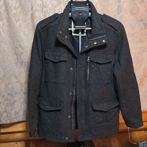 Men's Dark Gray Military-Style Field Jacket